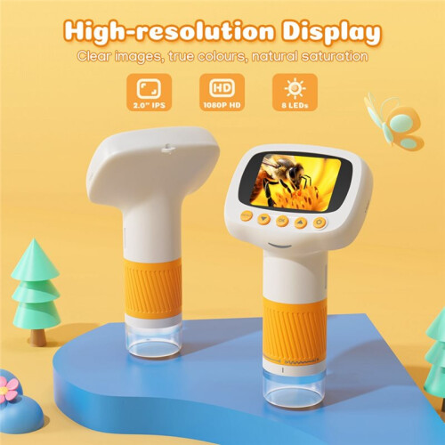 Handheld Microscope with Stand for Kids  Portable Pocket Microscope with 2.0" IPS Screen Toy Education Gift Students 2