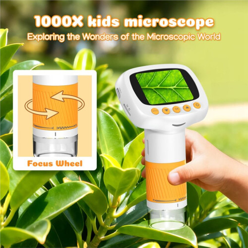 Handheld Microscope with Stand for Kids  Portable Pocket Microscope with 2.0" IPS Screen Toy Education Gift Students