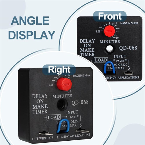 2Pcs Delay  Make Timer, QD-068, 0.03 to 10 Min, Adjustable Delay, 19-288 VAC or 1