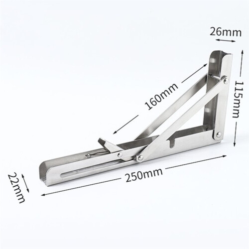 Heavy Duty 2PCS Triangle Folding Angle Shelf Bracket Stainless Steel Shelf Bracket for Table Work Bench Wall Mounted