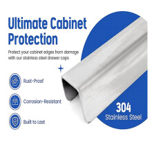 Stainless Steel Drawer Cap Protects Cabinet Edges From Damage Fits 3/4" Thick or Less Doors and Drawers 17 INch