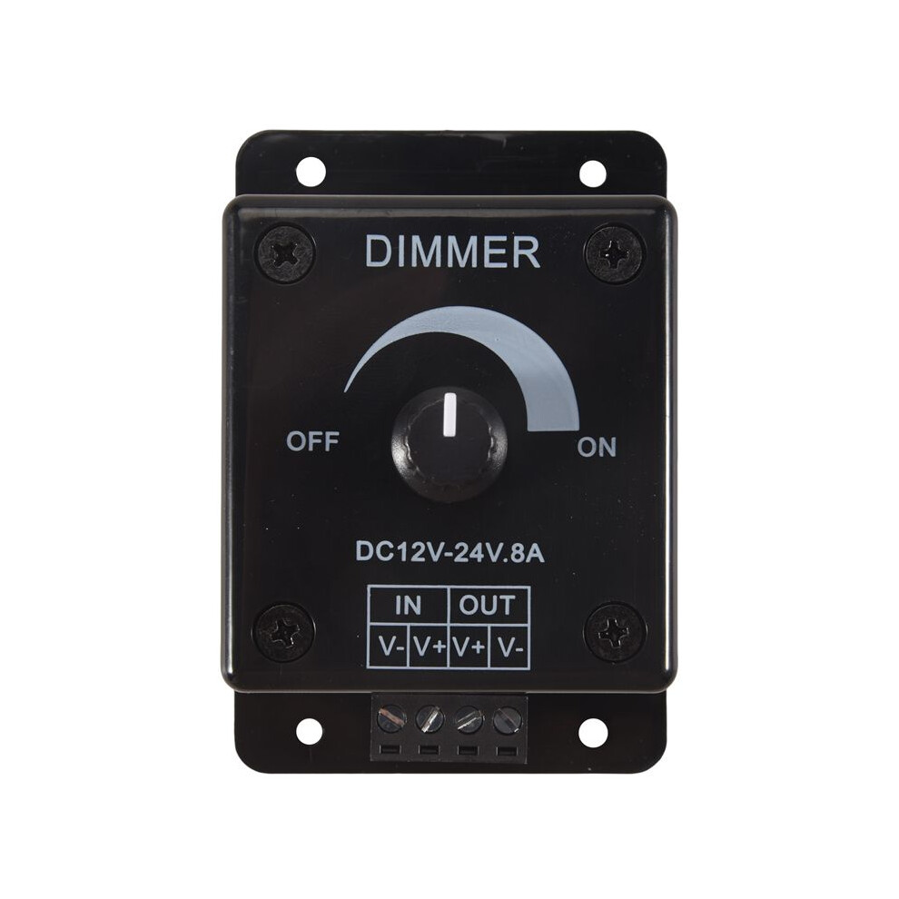 Led Dimmer 12V 24V 8A Adjustable Brightness Lamp Bulb Strip Driver Single Color Power Supply Controller Black/Light 4714017320735