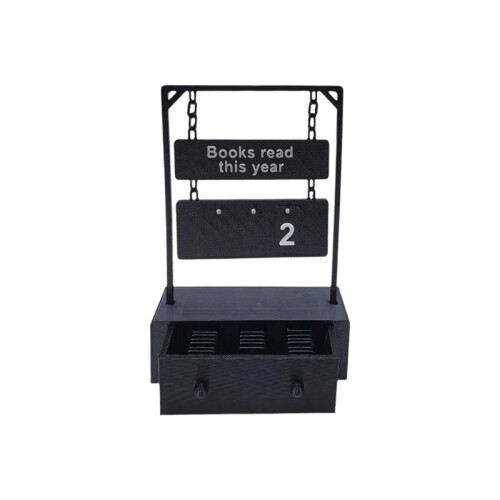 Manual Rotation Update Hanging Book Counter with Digital Storage for Classrooms Libraries and Reading Challenges Black