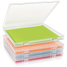 Contenitore per Carta da Scrapbooking da 12x12 Pollici, Set da 4 Scatole di Plastica per L'Archiviazione di Documenti, Scatole per L'Organizzazione di