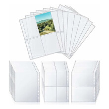 A5 Binder Pockets, 30 Pcs 6 Holes Card Sleeves for 6-Ring Notebook, Waterproof PVC Inserts