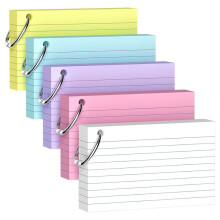 250-Pack 3x5 Inch Colored Index Cards with Key Ring - Heavyweight 180gsm for Effective Study and Organization
