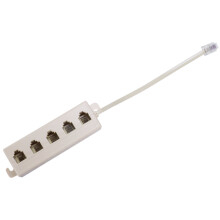 Beige RJ11 6P4C Mannelijke Stekker Naar 5 Poorten 6P2C Vrouwelijke Aansluiting Telefoonlijnsplitteradapter