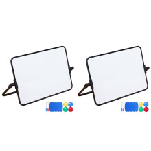 2X Dry Erase White Board with Stand Erasable Whiteboard with Support School Presentation Board Desk Stable A4 Size