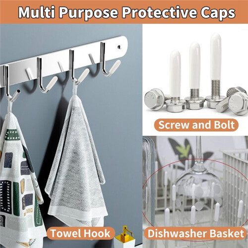 100-Pack Dishwasher Rack Caps, Prevent Rust and Protect Utensils, Versatile Use As Screw and Bolt Covers 1