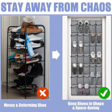1 Pack over the Door Shoe Organizer with 35 Large Mesh Pockets, Space-Saving Hanging Storage for Shoes, Accessories