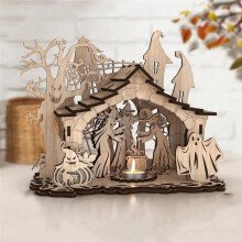 Wooden Halloween Haunted House Kit DIY Witch House Lampshade Model Building Set for Halloween Holiday Decorations
