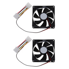 2X  12V 4 Pines Negro Ventilador de Enfriamiento para PC de Plastico 90mm X 90mm X 25mm