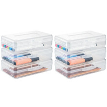 Clear Pencil Box, 6 Pack Large Hard Pencil Case Organizer, Plastic Supply Box for Crayon Brush Painting School Supplies