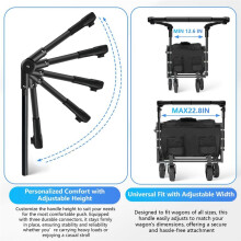 Wagon Handle Attachment Adjustable Push Handle for Round/Square Frames Fits Push Wagons, Wagon Cart Equipment