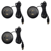 3X Hub USB Incorporado com Furo para Desktop Tipo C Carregador USB 3 em 1 Divisor