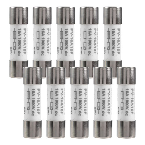 10 Pcs 1000 VDC Fuse Solar PV Explosion-proof Fuse Silver - 16A