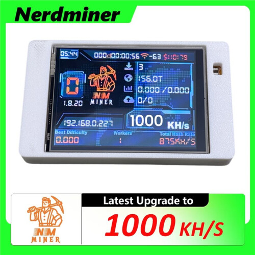 Miner NMMiner NerdMiner Solo Miner de 1000KH/S com Tela Colorida de 2,8 Polegadas para Bitcoin, BTC e Criptomoedas, Ideal para Loterias