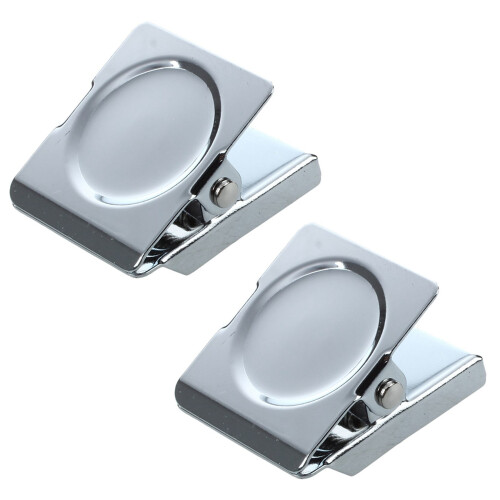 2X Silver Tone Spring Loaded Memo Ticket Magnetic Fridge Wall Clip