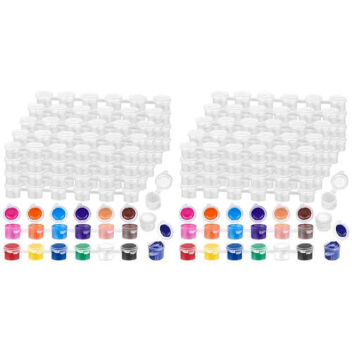 480Pieces Empty Paint Pot, 40 Strips Acrylic  Paint Container Strips Storage with Lids for Arts and Crafts Paint 3Ml