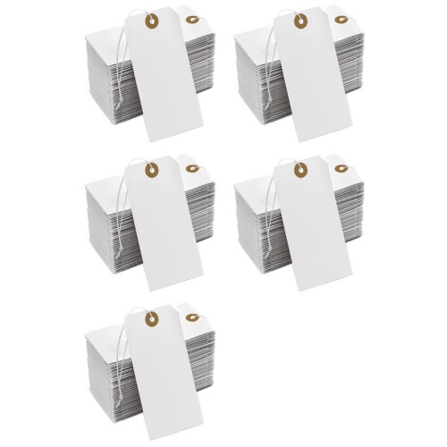Large Reinforcing Hole Paper Tag with String Attached,1000 Pcs Paper Hanging Tags with Elastic Rope Attached 1