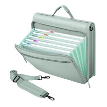Zipper Binder, 2 Inch 3 Ring Binder with Multi-Pocket, 500 Sheet Capacity 5 Tab Expanding File Folder, Zipper Bag Green