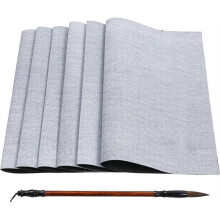 Water Drawing Writing Cloth, 7 Pcs 17 X 13 Inch Reusable Chinese Paper with A Brush Magic Canvas Paint for Students