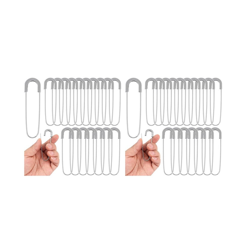 Extra Large Safety Pins Heavy Duty 3 Inch-40 Pcs Coilless Pins Sewing Pin Brooches- Safety Pins, Silver 6033575875265