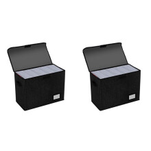 2X Cajas para Guardar Cómics, Estuche Plegable con Tapa para la Vuelta Al Cole, Contenedor para 150 Cómics, Color Negro.