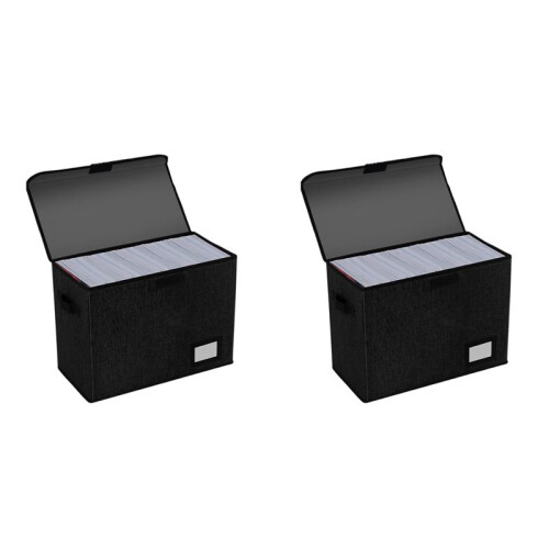 2X Comic Book Boxes, Back to School Fold Comic Short Box Case with Lid, Book Bin Container Holds 150 Comics Black
