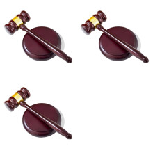 3X Perfect Desk Accessory, Wooden Gavel and Sound Block Set for Lawyers, Judges, Chairmen of the Board Auction, Club