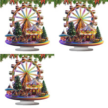 3X Acrylic Christmas Special Shape FerrisWheel Desktop Ornaments 2D Desktop FerrisWheel Decor for Home Office Bookshelf