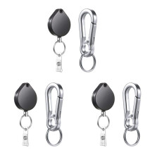 3X Small Heavy Duty Retractable Badge Holders Reel, ID Badge Holders with Belt Clip Key Ring for Name Card Keychain