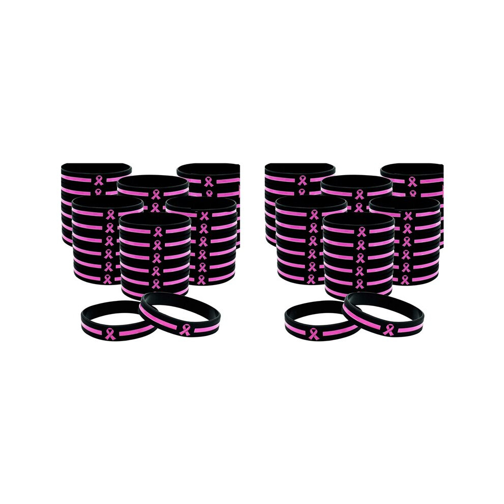 72 Pcs Breast-Cancer Awareness Bracelets Bulk Items Accessories Simple Ribbon Silicone Wristbands 6032371664981