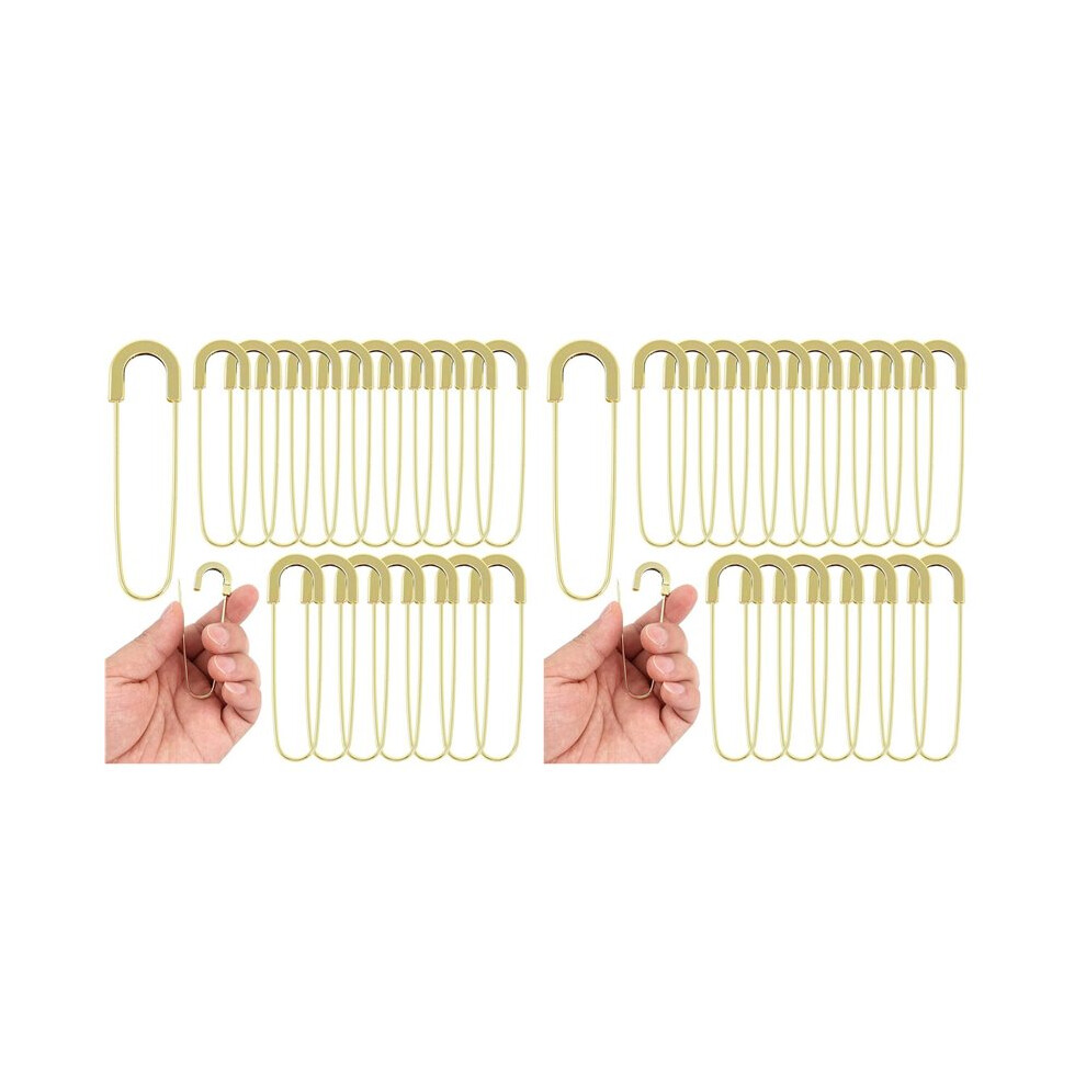 Extra Large Safety Pins Heavy Duty 3 Inch-40 Pcs Coilless Pins Sewing Pin Brooches- Safety Pins, Light Golden 6033058418729