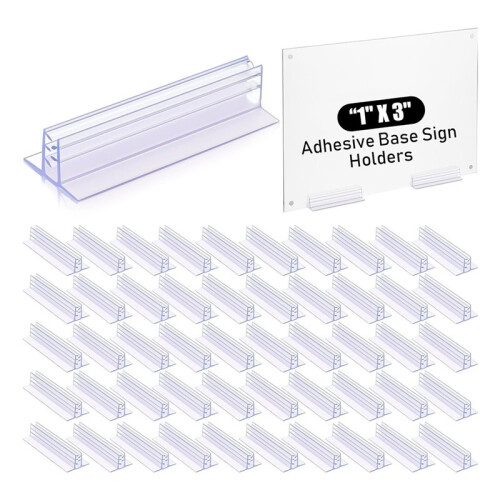 80 Pcs Sign Holder, Adhesive Base Sign Holders Multiple Uses for Counters, Warehouses, Base Holders with Adhesive 2