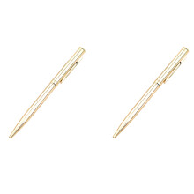 2X Metal Ballpoint Pen Stainless Steel Rotating Pen for School Office Bright Writing Point 1.0mm (Golden)