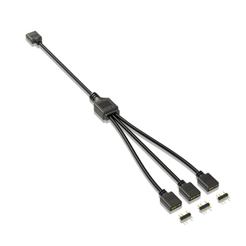 5V 3-Pin Extension Cable for Computer Motherboard 1 Point 3 Hub Cable Connection Extension ARGB Splitter, Black