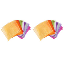 200Pcs Large Organza Bags, 20X30 cm Mesh Gift Bags Drawstring Jewelry Pouches for Christmas Wedding(10 Colors)