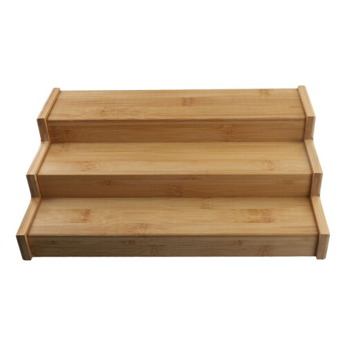 3-Tier Non-Expandable Bamboo Spice Rack Step Shelf Cabinet Organizer
