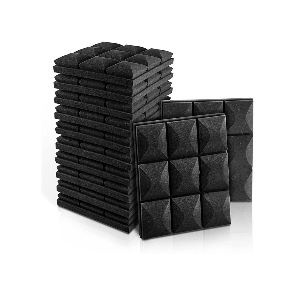 12Pcs Acoustic Foam Panels Soundproof Foam Wall Panels Studio Sound Proof Foam Soundproofing Wall Ktv Room-Black 4713759712877