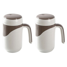 2X Ceramic Cup Vacuum Flask Cup Leakproof Insulated Bottle Mug Home Office Tea Cup Coffee Mug with Handle 380Ml White