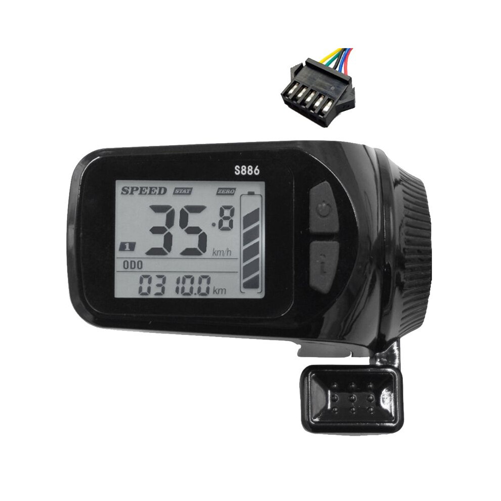 24V/36V/48V/60V S886 Ebike Lcd Display Panel Thumb Throttle For Electric Bicycles E-Scooter(Sm Plug 5Pin) 4711371895251