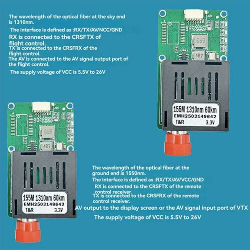 2 Pairs TTL Optical Transceiver Module 60KM Optical End Device Dedicated Optical Port ST Interface Module UART/SBUS 1