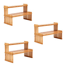 3X 2 Couches Bambou Rack de Stockage Cuisine Bocal Une Épices Bouteille Assaisonnement Rack