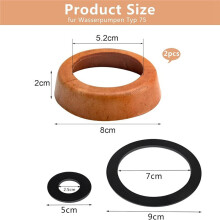 3 Sets Leather Cuff Piston Sleeves and Rubber O-Rings Seal Kit Replacement for Model 75 Garden Hand/Well Pump
