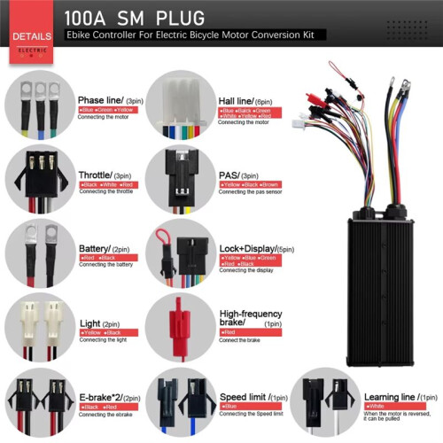 High Power Lithium Battery Modified Electric Scooter Accessories 48V-72V 100A Sine Wave Three-Mode Controller