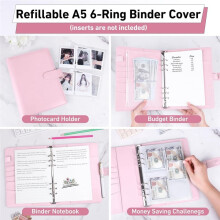 PU Leather A5 Ring Binder with Magnetic Closure 6 Ring Binder Cover for A5 Filler Paper, Refillable Notebook A