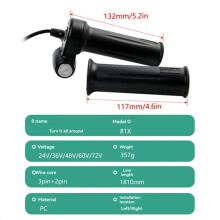 WUXING 81X Full Twist Throttle met Slot en Sleutel E-Bike Rechterhandgreep Gashendel voor E-Bikes of Elektrische Scooter Twist Accelerator