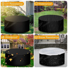 Patio Round Furniture Cover Waterproof Patio Furniture Cover Windproof Dustproof Outdoor Cover for Garden