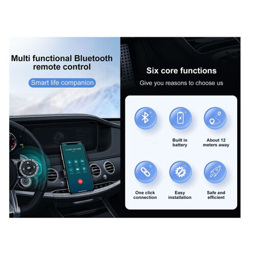 Car Steering Wheel Control 5 Keys  Remote Button Waterproof Motorcycle Handlebar Media Controller 1
